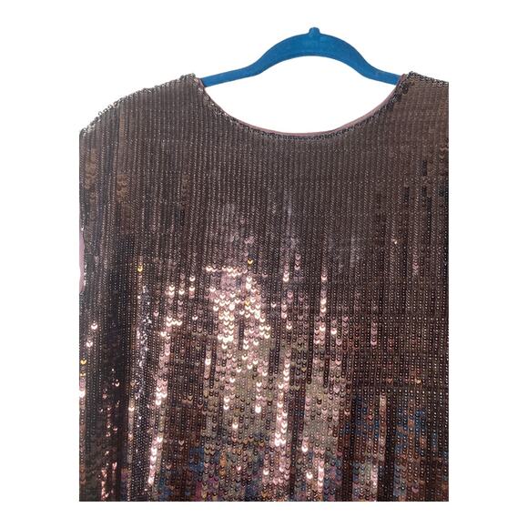 ANTHROPOLIGIE Maeve Kara brown sequin shift cocktail dress size Medium NWT - Picture 4 of 8